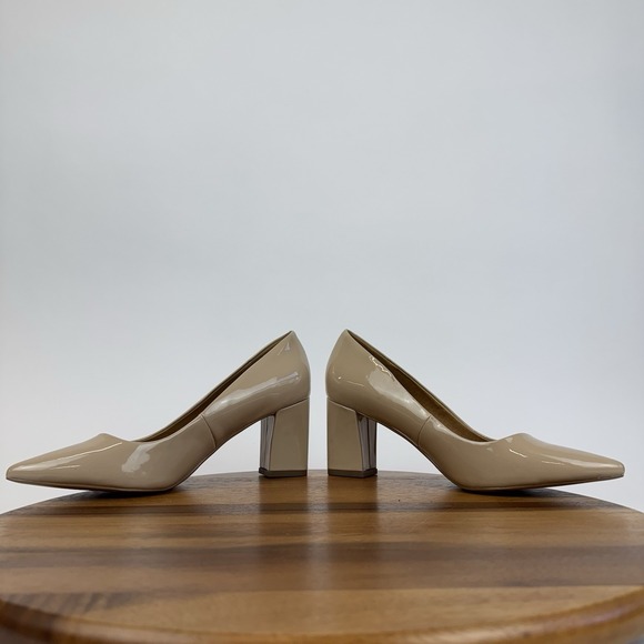 New Womens Abound Abadury Nude Faux Patent Leather Block Pumps Heels Size 11 M - Picture 5 of 8